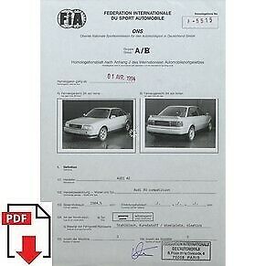 1994 Audi 80 Competition FIA homologation form PDF download